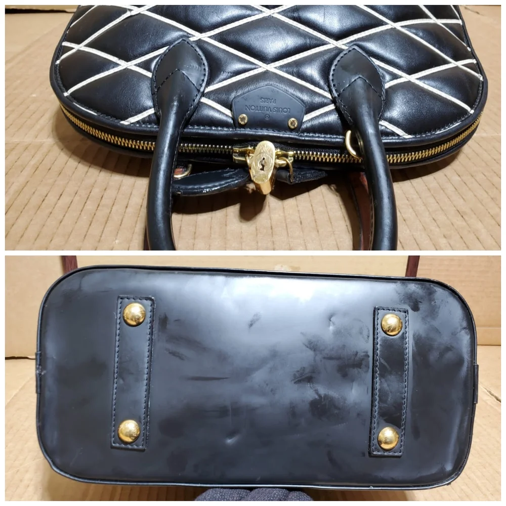 LOUIS VUITTON Black Malletage Alma PM Bag